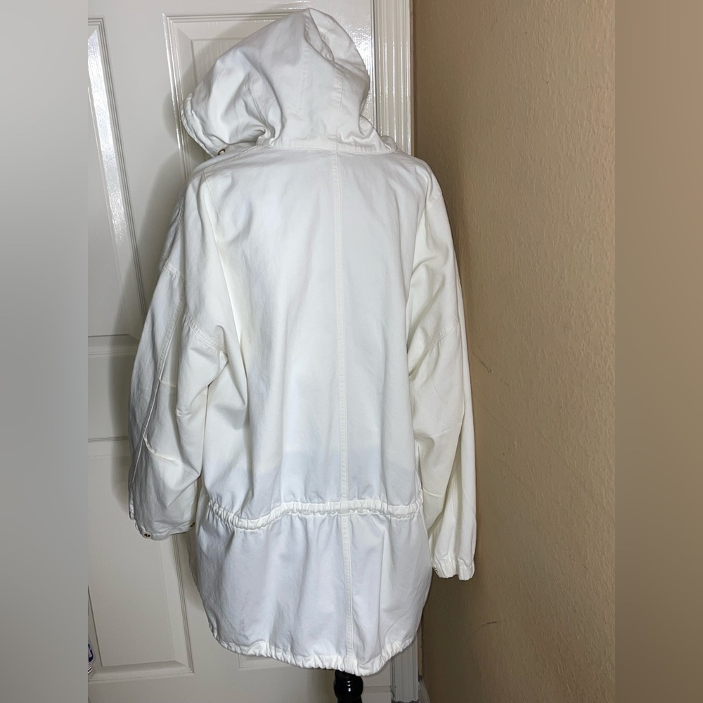 Adrienne Vittadini Sport White Hooded Nautical Jacket Medium​​​​​​​​​​​​​ - Picture 2 of 12